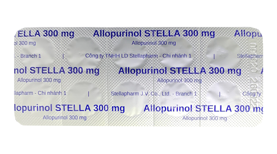 Allopurinol Stella 300mg trị gout, sỏi thận