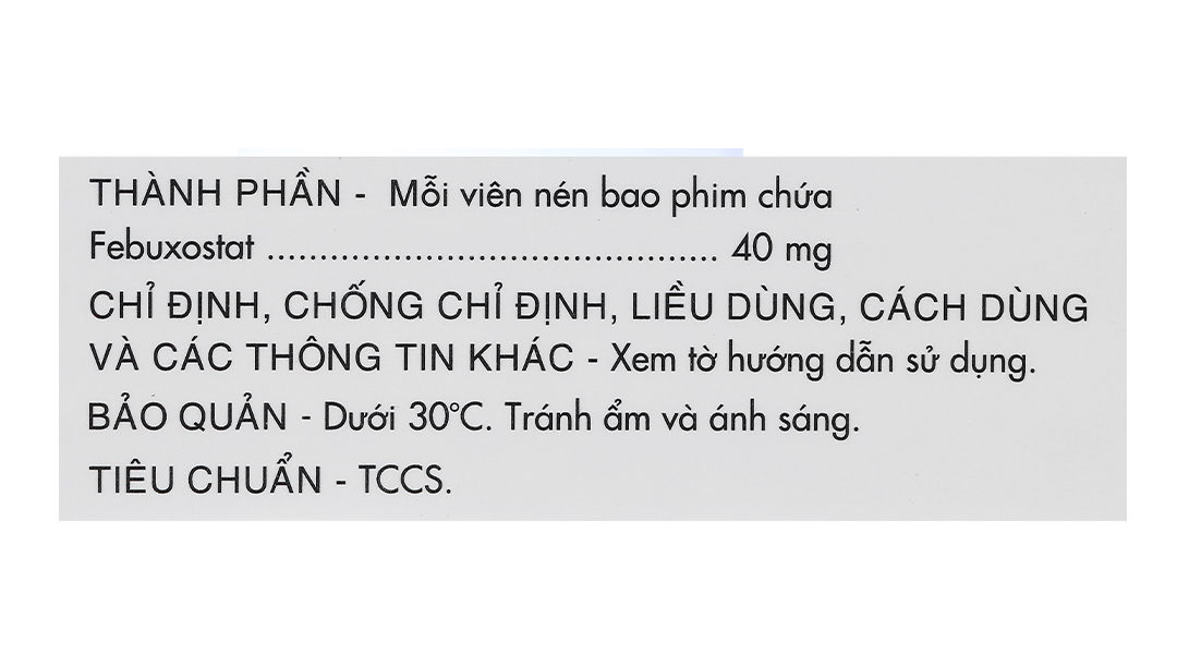 Friburine 40mg trị gout, tăng acid uric huyết