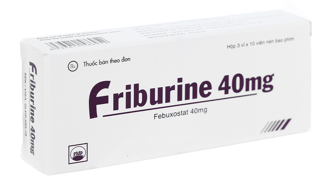 Friburine 40mg trị gout, tăng acid uric huyết