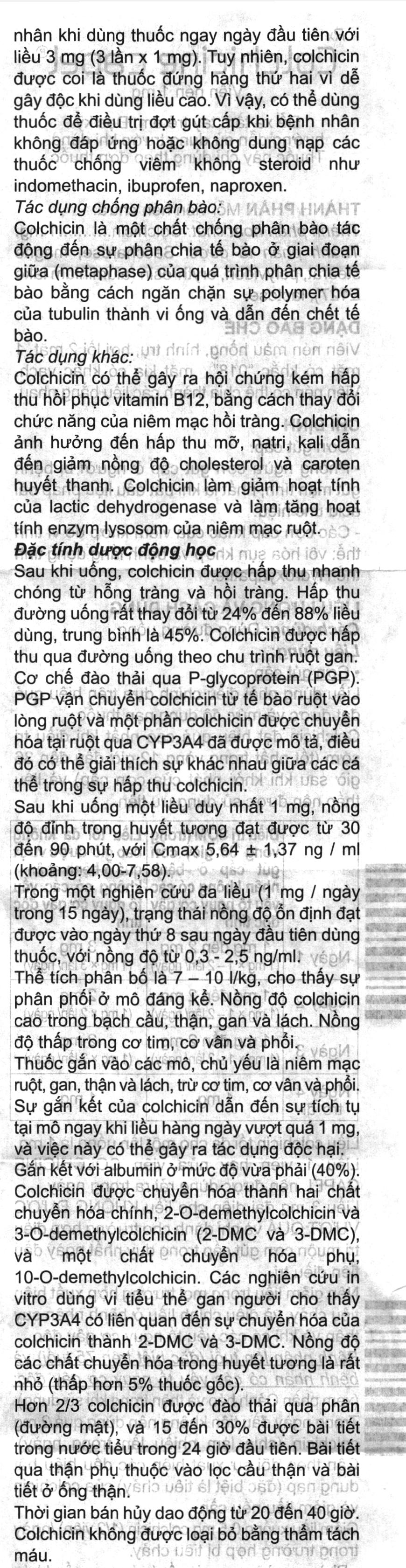 Colchicine Capel Mayoly Spindler 1mg phòng và trị cơn gout cấp (1 vỉ x 20 viên) - 10