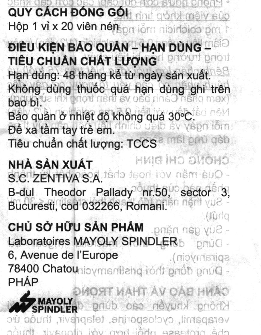 Colchicine Capel Mayoly Spindler 1mg phòng và trị cơn gout cấp (1 vỉ x 20 viên) - 11