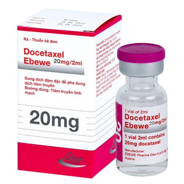 Dung dịch tiêm Docetaxel Ebewe 20mg/2ml điều trị ung thư vú