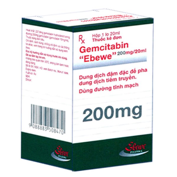 Dung dịch tiêm Gemcitabin Ebewe 200mg/20ml điều trị ung thư bàng quang