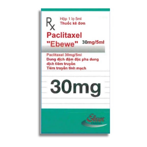 Dung dịch pha truyền Paclitaxel Ebewe 30mg/5ml điều trị ung thư biểu mô