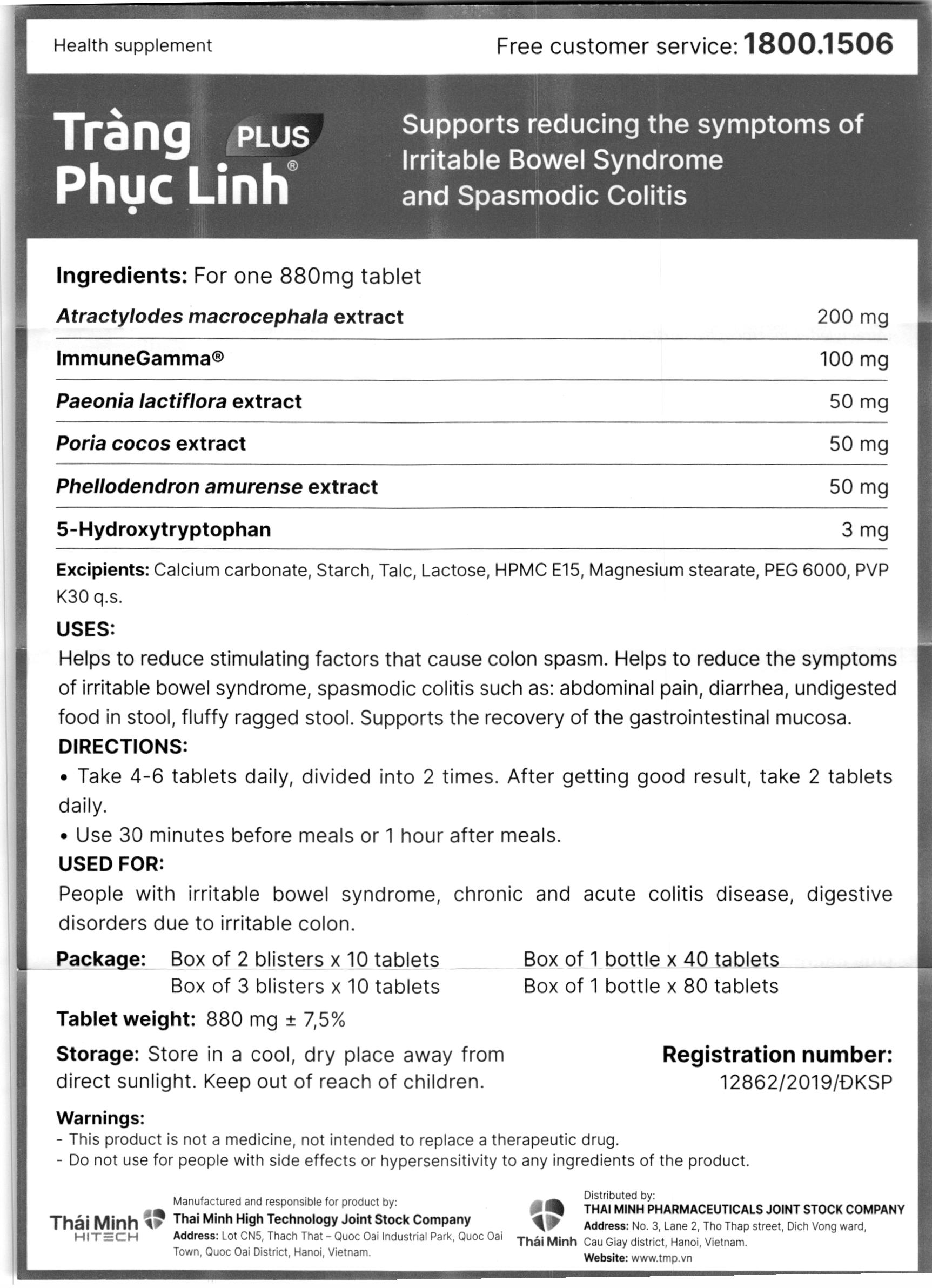 Thực phẩm bảo vệ sức khoẻ: Tràng Phục Linh Plus - 14