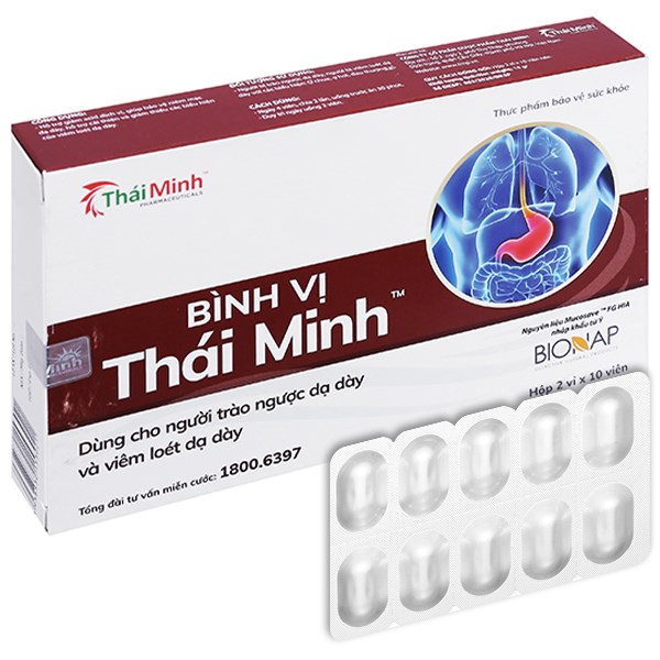 Bình Vị Thái Minh hỗ trợ giảm viêm loét dạ dày hộp 20 viên