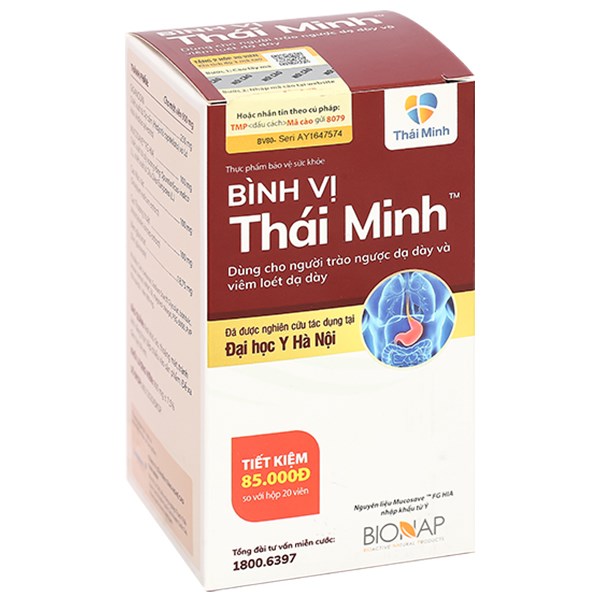 Bình Vị Thái Minh hỗ trợ giảm viêm loét dạ dày chai 80 viên