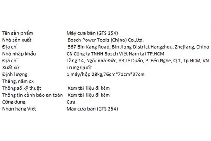 Máy cưa bàn Bosch GTS 254 1800W