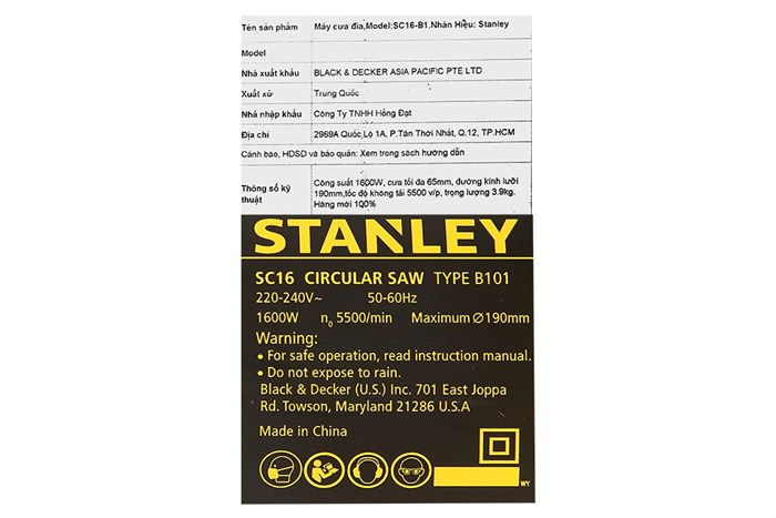 Máy cưa đĩa Stanley SC16-B1 1600W
