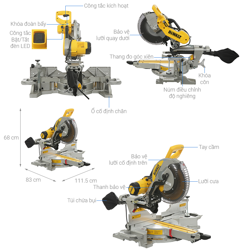 Máy cưa đa góc trượt Dewalt DWS780-KR 1675W
