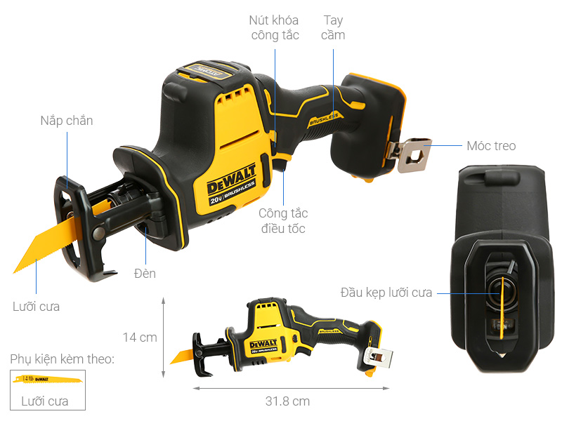 Máy cưa kiếm pin Dewalt DCS369B 20V (không kèm pin, sạc)