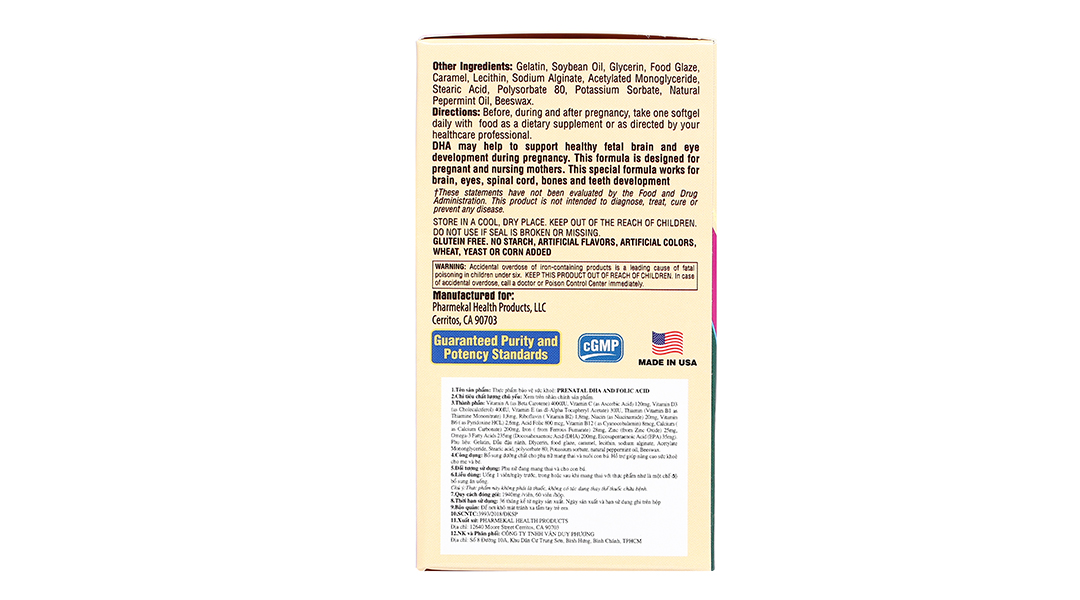 Pharmekal Prenatal DHA & Folic Acid bổ sung vitamin cho bà bầu