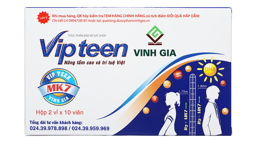 Vipteen hỗ trợ tăng chiều cao