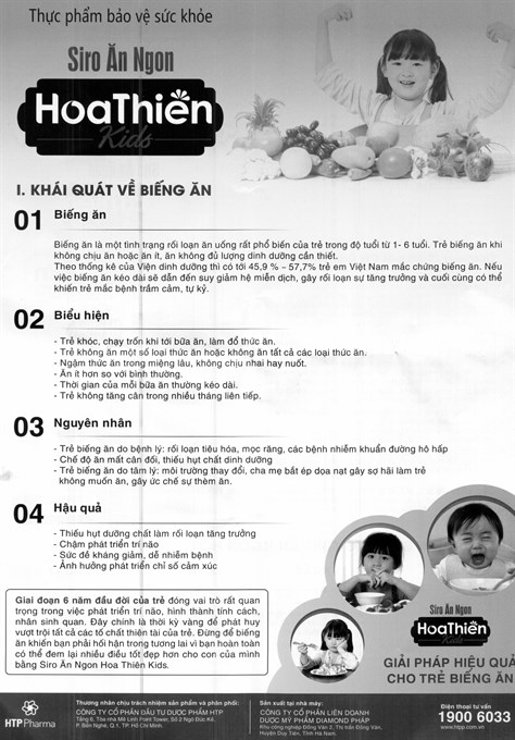 Siro ăn ngon Hoa Thiên Kids hỗ trợ kích thích tiêu hóa