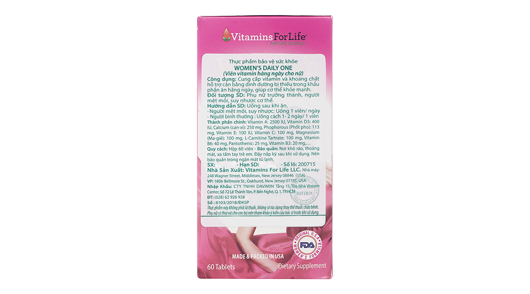 WoMen's Daily One bổ sung vitamin và khoáng chất cho phụ nữ