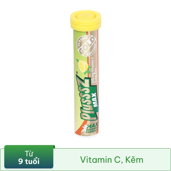 Plusssz Max Vitamin C Chanh Gold   Zinc Sủi Tube 20v