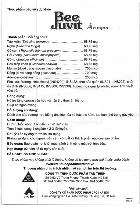 Dung dịch Beejuvit Ăn Ngon tăng cường tiêu hóa