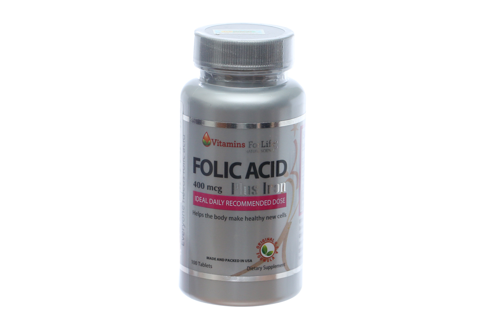 Folic Acid Plus Iron Vitamins For Life thúc đẩy tạo máu, ngăn ngừa thiếu máu cho mẹ bầu.