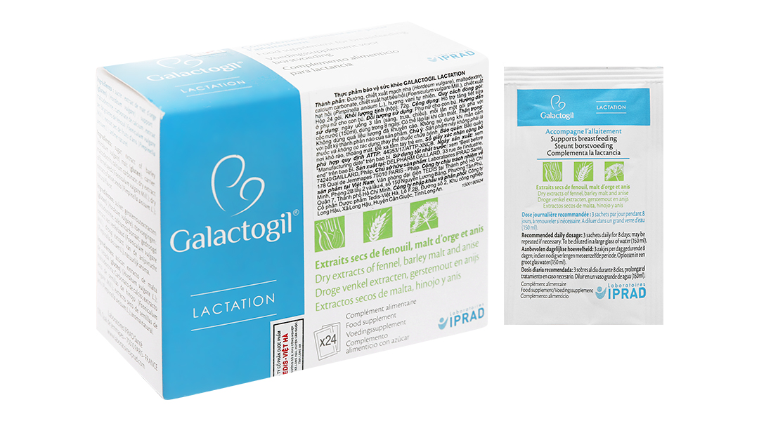 Cốm lợi sữa Galactogil hỗ trợ tăng tiết sữa hộp 24 gói x 3g - 01/2024