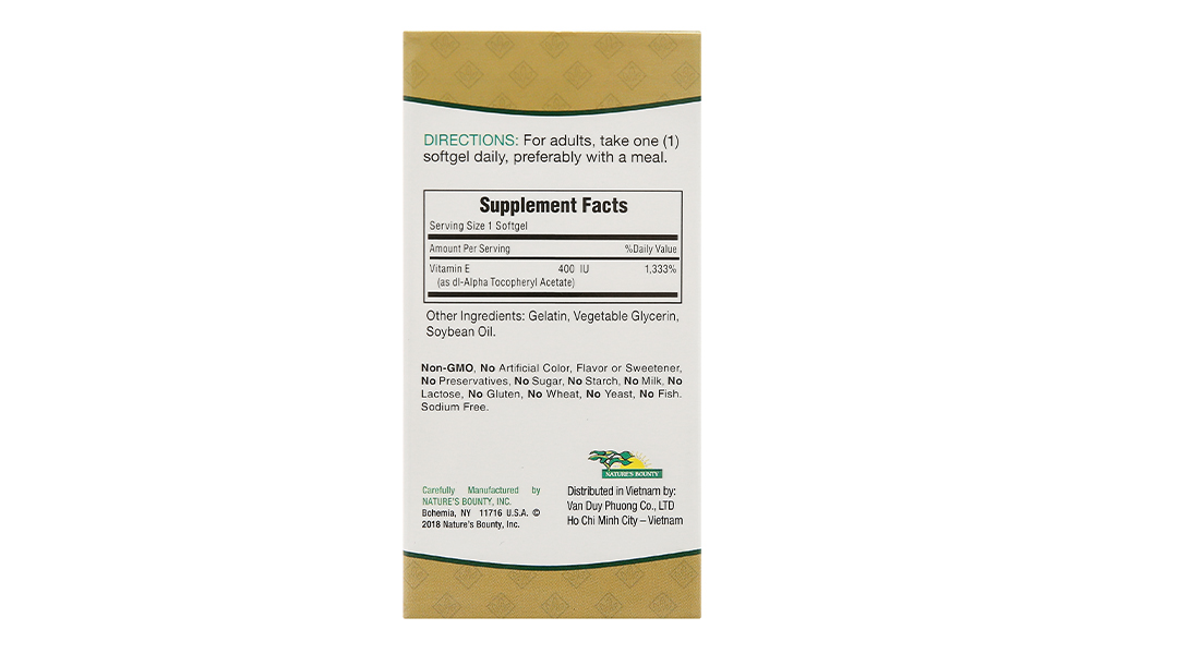 Nature's Bounty Vitamin E 400IU giúp hạn chế lão hóa