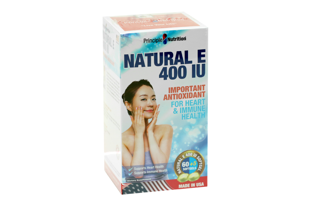 Viên uống bổ sung vitamin E Natural E 400IU Principle Nutrition 65viên