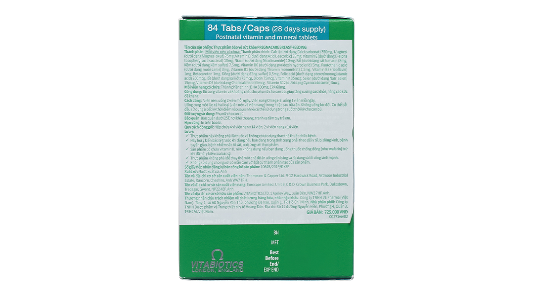 Vitabiotics Pregnacare breast-feeding bổ sung vitamin cho phụ nữ cho con bú