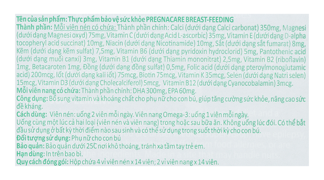 Vitabiotics Pregnacare breast-feeding bổ sung vitamin cho phụ nữ cho con bú