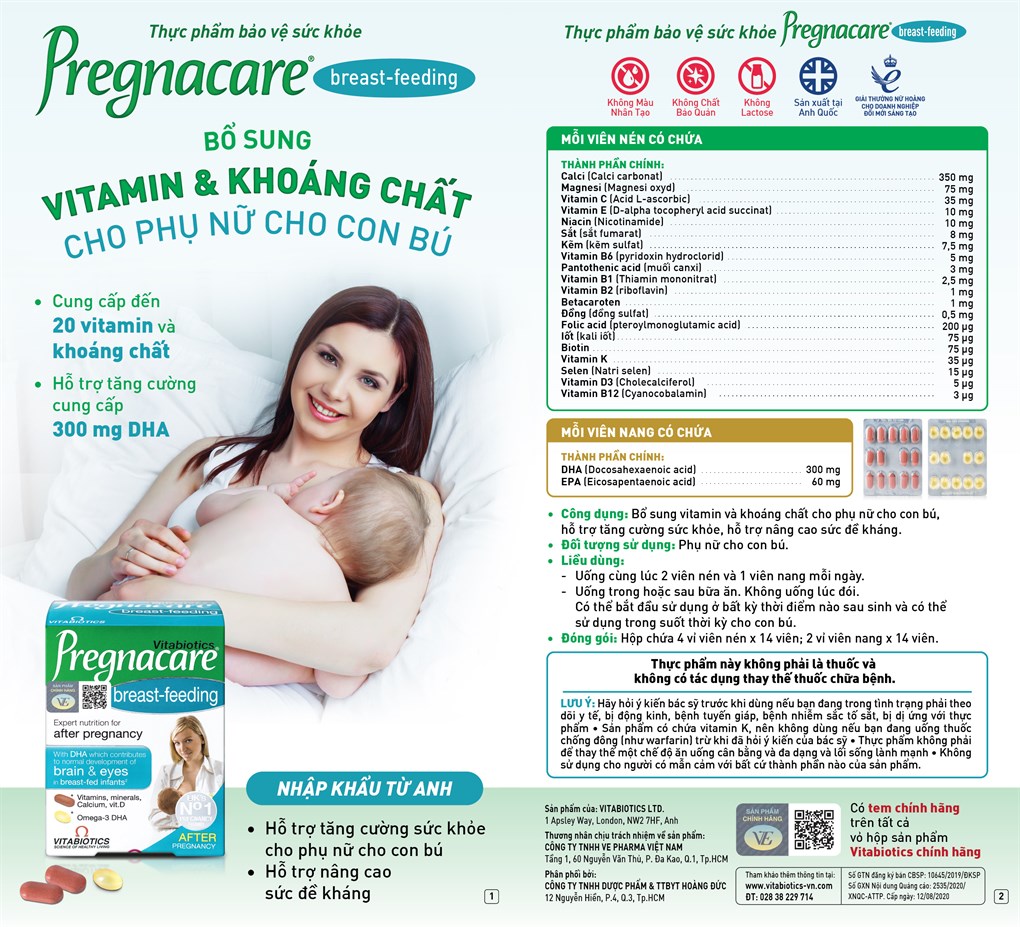Vitabiotics Pregnacare breast-feeding bổ sung vitamin cho phụ nữ cho con bú