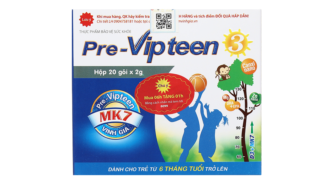 Pre Vipteen 3 hỗ trợ tăng chiều cao cho trẻ