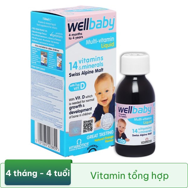 Siro Vitabiotics Wellbaby bổ sung vitamin cho bé chai 150ml