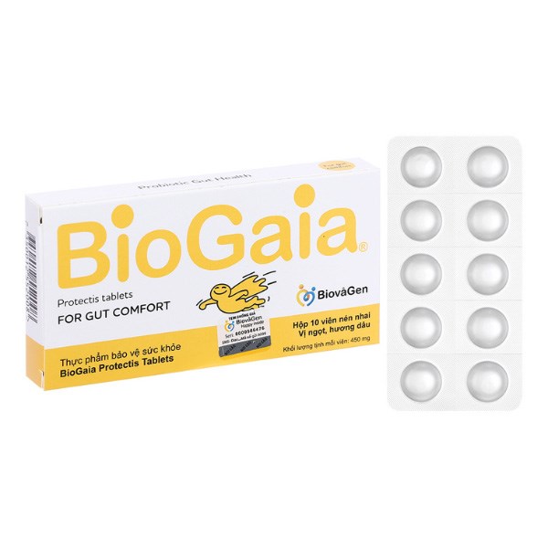 Men Vi Sinh Biogaia Protectis Tablets Hỗ Trợ Cải Thiện Hệ Vi Sinh Đường Ruột Hương Dâu, 10 Viên Dạng Viên (Từ 2 Tuổi)