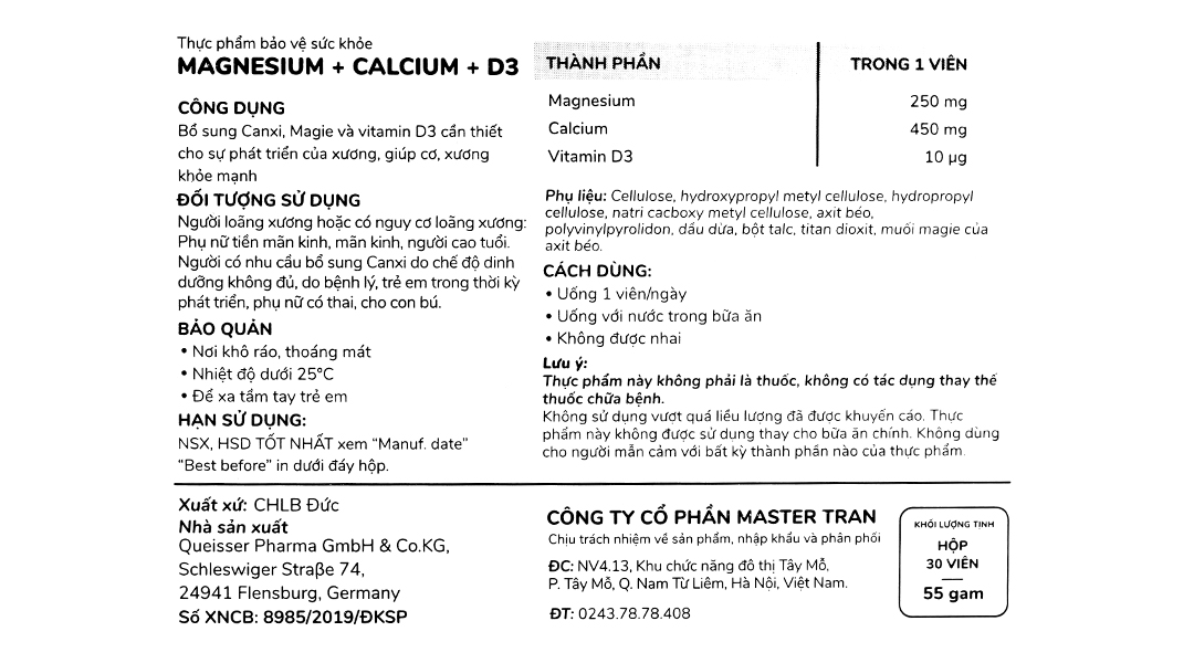 Doppelherz aktiv Magnesium + Calcium + D3 giúp cơ, xương khỏe mạnh