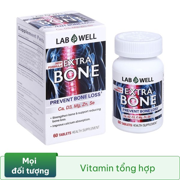 Lab Well Extra Bone bổ sung canxi và vitamin cho xương hộp 60 viên