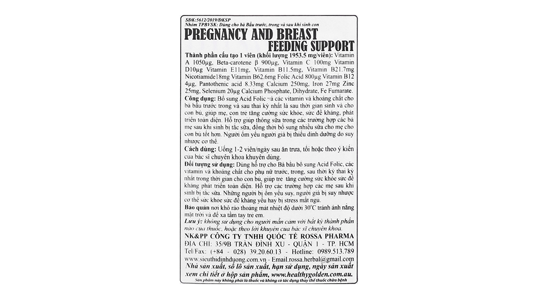 Pregnancy and Breast Feeding Support bổ sung vitamin cho bà bầu