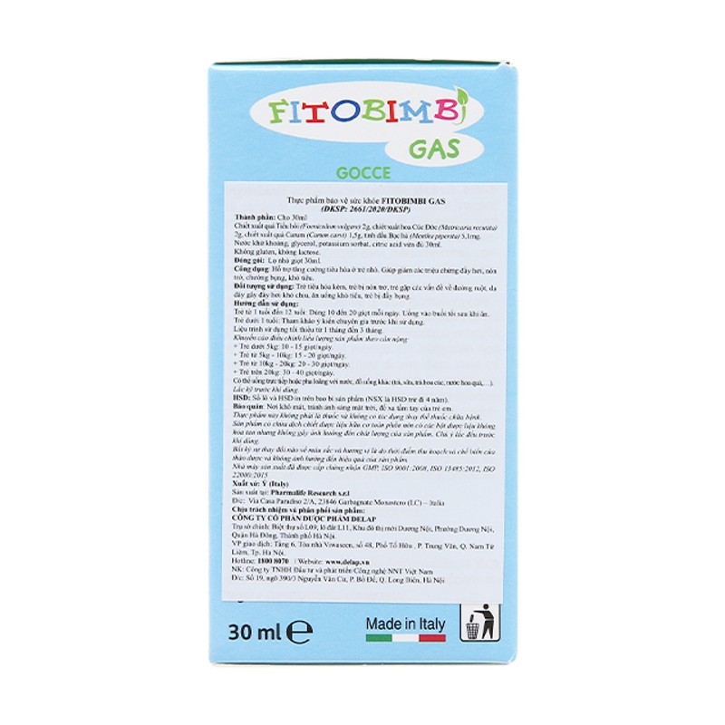 Fitobimbi Gas hỗ trợ tăng cường tiêu hóa, 30 ml dạng nhỏ giọt (1 - 12 tuổi) 3