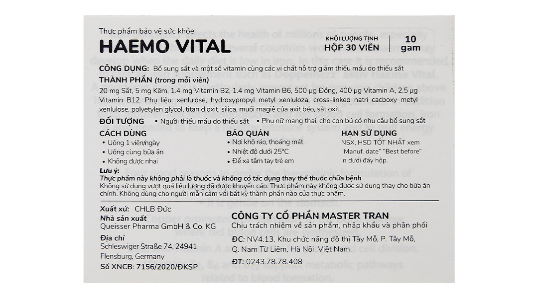 Doppelherz Aktiv Haemo Vital bổ sung sắt