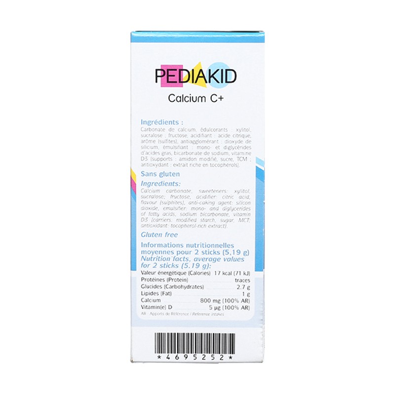Bột uống Pediakid Calcium C+ giúp xương chắc khỏe hương dâu, 14 gói dạng bột (từ 3 tuổi) 4
