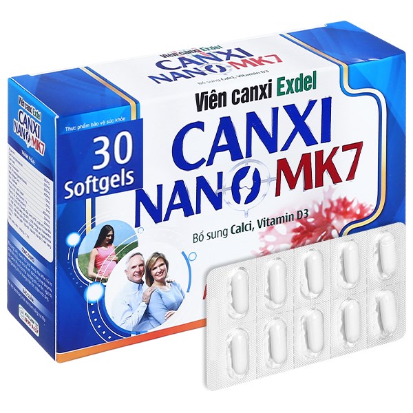 Viên Canxi Exdel Nano MK7 giúp xương răng chắc khỏe hộp 30 viên