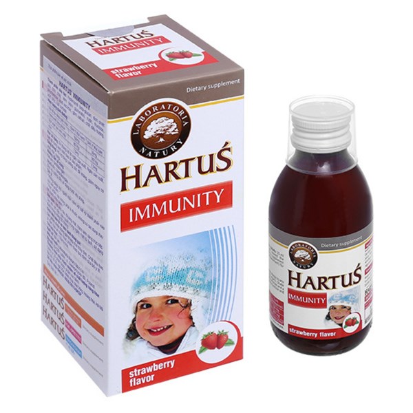 Siro Hartus Immunity Hỗ Trợ Tăng Đề Kháng Hương Dâu, 150 Ml Dạng Uống (Từ 4 Tháng)