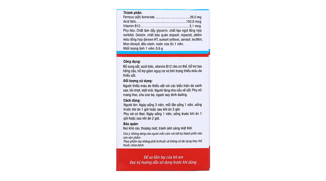 Fefrarovit bổ sung sắt, hỗ trợ tạo máu