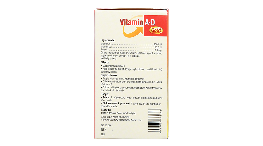 Vitamin A-D Gold PV hỗ trợ giảm khô mắt