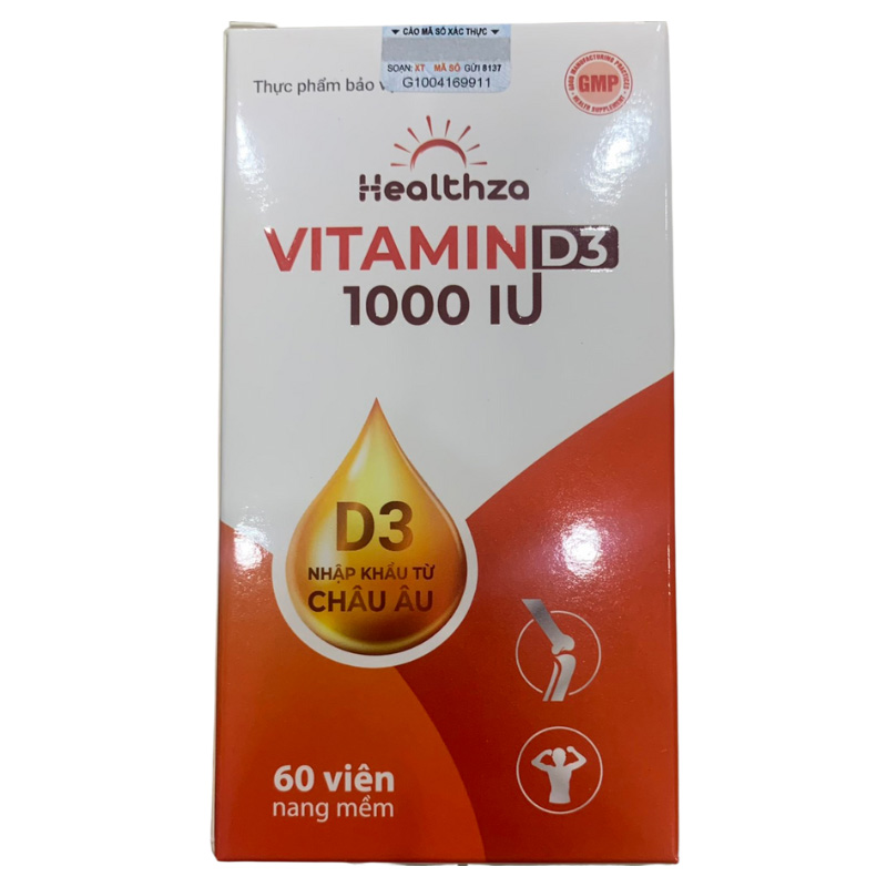 Viên uống Herbland Healthza Vitamin D3 1000IU hỗ trợ hấp thu canxi