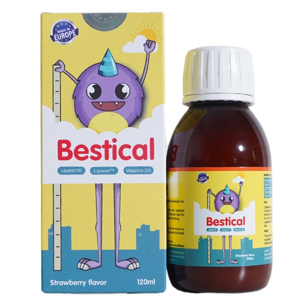 Siro Bestical Hỗ Trợ Xương Và Răng Chắc Khỏe Hương Dâu, 120 Ml Dạng Uống (Từ 4 Tháng)