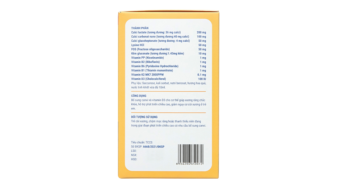 Siro Canxi MK7 giúp xương răng chắc khỏe, phát triển chiều cao cho bé