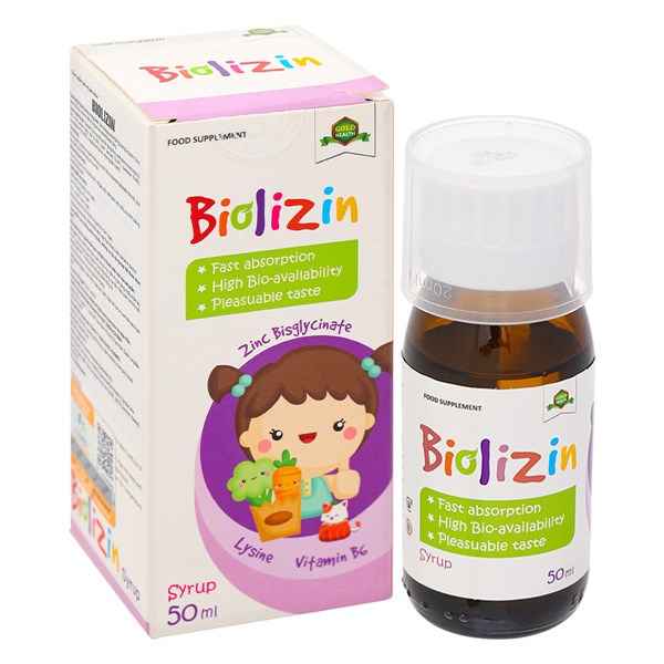 Siro Biolizin Tăng Cường Sức Đề Kháng Hương Đào, 50 Ml Dạng Uống (Từ 3 Tháng)