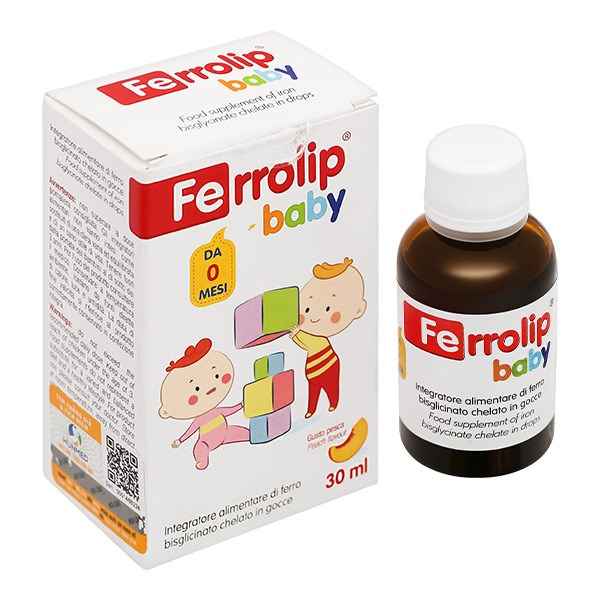 Siro Ferrolip Baby Bổ Sung Sắt, Hỗ Trợ Tạo Hồng Cầu Hương Đào, 30 Ml Dạng Nhỏ Giọt (Từ 0 Tháng)