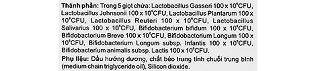 Thành phần men vi sinh BioAmicus Complete hỗ trợ cải thiện hệ vi sinh đường ruột 10 ml (từ 0 tháng)