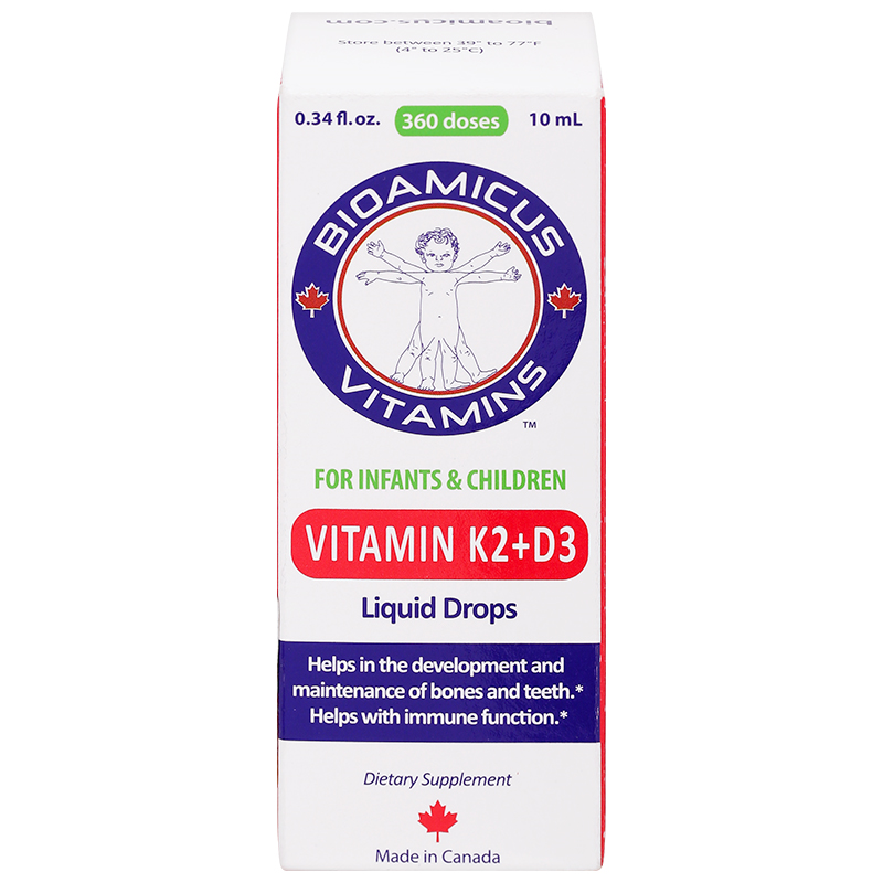 Siro BioAmicus Vitamin K2+D3 hỗ trợ tốt sức khỏe xương, răng 10 ml (từ 0 tháng)