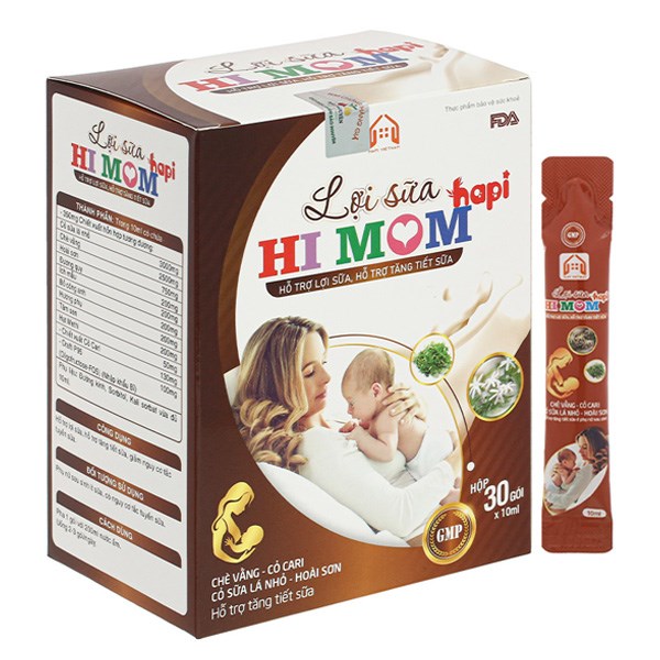 Hapi Vietnam Hi Mom Hỗ Trợ Lợi Sữa, Tăng Tiết Sữa, 30 Gói Dạng Uống