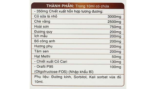 Thành phần lợi sữa Hapi VietNam Hi Mom hỗ trợ tăng tiết sữa 30 gói